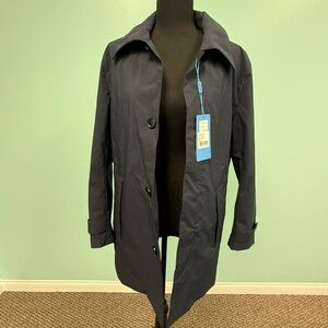 Pelago collar functional trench coat with removable quilted liner in navy sz 38S